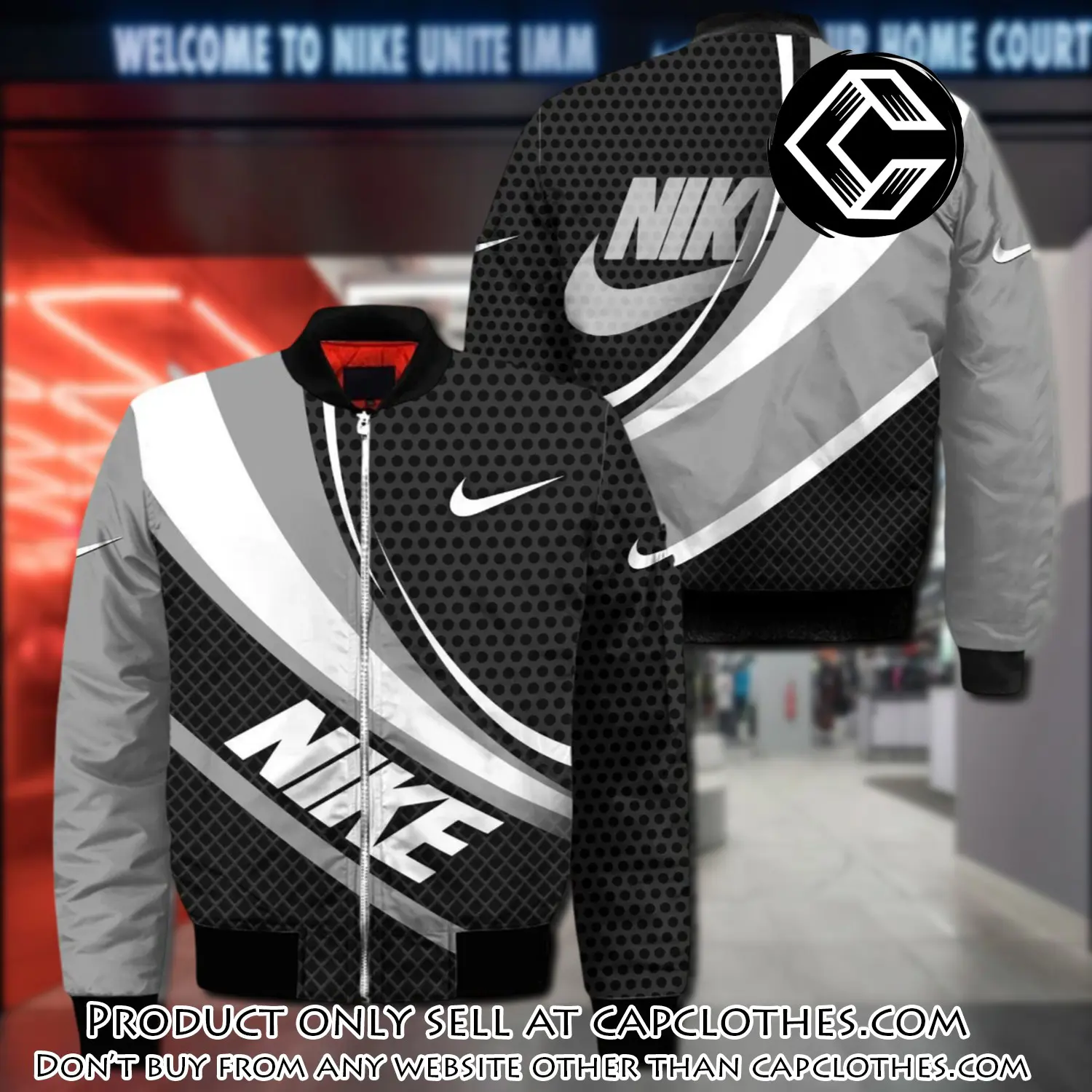 Nike white grey bomber jacket clothing outfit for men women cc4447548